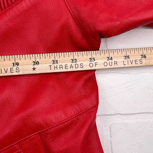 Atlantic City Talk of The Walk Jacket Women Large Red Leather Soft Relaxed VTG - Picture 6 of 9